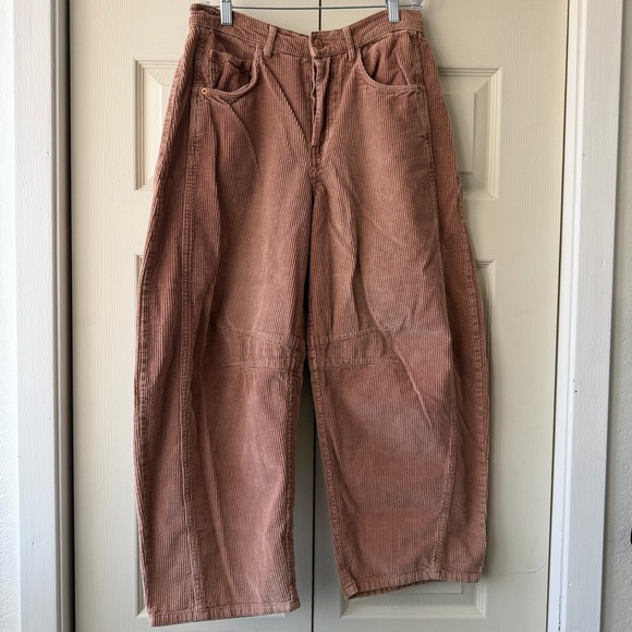 Free People We The Free Good Luck Mid Rise Corduroy Barrel Pant 27 - Picture 2 of 6